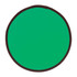A green flying disc with a brown edge, folded flat for easy storage. Features a logo on the surface.