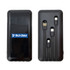 A black power bank with built-in charging cables for multiple devices and a logo on the front.
