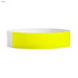 A yellow Tyvek wristband with a white section, designed for exhibitions and events. It has a logo present.