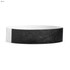 A black Tyvek wristband with a textured design, suitable for events and exhibitions. It features a brand logo.