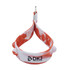 A red and white silicone stress reliever keychain with multiple poppable sections and a metal keyring.
