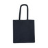 A black recycled cotton tote bag with long handles and no visible logo or branding.