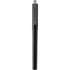 A black gel rollerball pen featuring a transparent cap and a branding logo on the barrel.