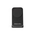 A black 3 in 1 charger with a sleek design, featuring a circular charging pad and a logo at the bottom.