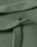 A close-up of a green hoodie featuring a knotted drawstring and textured fabric. The item has a logo.