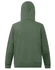 A green hooded fleece jumper with a close front design and a plain back. Features a logo.