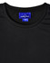 A black short-sleeve performance T-shirt with a logo label at the neckline.