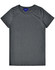 A grey premium cotton tee with a crew neckline and short sleeves, featuring a logo on the label.