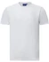A white short-sleeve tee shirt made of premium cotton, featuring a simple design and a logo on the label.