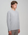 A grey long-sleeve cotton t-shirt for men, featuring a simple design and a logo on the chest area.