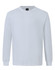 A long-sleeve tee shirt in white, featuring a crew neck and a logo on the tag.