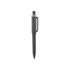 A black plastic pen with a silver accent and a clip attached. The pen has a sleek, streamlined design.