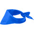 A blue bandana with a triangular shape and a tied knot at one end. It has a smooth texture and a vibrant colour.