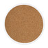 A circular ceramic coaster in natural brown with a white border, featuring a smooth surface.