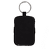 A black keychain power bank with a silver ring, featuring a smooth finish and compact design.