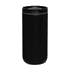 A drink bottle featuring a black vacuum tumbler design with a lid and a logo.