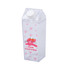 A drink bottle in a clear design with a pink cartoon character and paw prints, featuring a white screw cap.