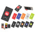 A selection of mobile stands and card holders in various colours including black, blue, orange, green, white, and red.