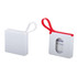 A square white case with a red and white loop, containing alcohol pads for disinfection. It features a small logo.