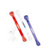 A set of three back scratchers in red, white, and blue, featuring a logo on each handle.
