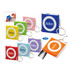 A set of tape measures in various colours, featuring a keyring and a circular logo.