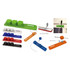 A cable organiser set in various colours including green, blue, orange, black, and red, featuring magnetic and adhesive elements.