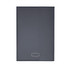A refillable journal with a sleek grey leather cover and a subtle logo at the bottom.
