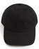 A black cotton twill unstructured cap with a curved brim and ventilation holes. It features a logo.