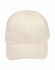A cream heavy brushed cotton cap with a structured crown and a curved peak. It features a logo on the front.