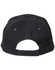 A black heavy brushed cotton cap with a curved brim and an adjustable strap at the back.
