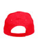 A red heavy brushed cotton cap featuring a strapback design and a logo on the back.
