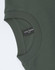 An olive green unisex oversized tee featuring a round neckline and a label on the side.