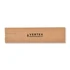 A rectangular cardboard box featuring a logo, in a natural brown colour, with a flap for opening.