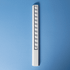 A white 30cm popper ruler featuring multiple poppers along its length, set against a blue background.