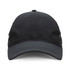 A black sports cap featuring a breathable mesh design and a structured peak. It has a logo on the front.