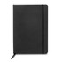 A5 weekly diary in black with a soft cover and an elastic band closure. Includes a ribbon bookmark.