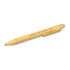 A bamboo pen in natural light brown, featuring a clip and text on the barrel. It has a simple, eco-friendly design.