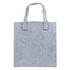 A grey felt tote bag with sturdy handles, featuring a simple design and a branded logo.