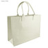 Creamy white tote bag with sturdy handles and a simple design, featuring a logo on one side.