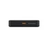 A black solid-state power bank with a USB-C port, a USB-A port, and four indicator lights.
