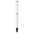 A white and black recycled aluminium twist ballpoint pen with a sleek design and a logo on the body.