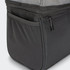 A dark grey cooler bag with a zippered pocket, featuring a mesh top for ventilation and a branded logo.