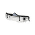 A white running waist pack featuring zippered compartments for holding a phone, keys, and other essentials.