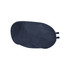 A navy eye mask with adjustable straps, featuring a smooth fabric design and a logo on one side.