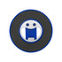 A drink bottle opener in blue and grey, featuring a magnetic phone stand and a smiling face design.