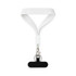 A white wrist strap featuring tactile bumps and a black keytag attachment with a metal clasp.