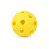 A bright yellow pickleball with holes, designed for the game of pickleball.