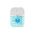 A 35ml spray sanitiser with a white lid and blue liquid inside, featuring a logo on the front.
