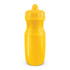 A drink bottle in bright yellow with a flip-top cap and an ergonomic design.