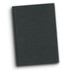 A recycled cotton hard cover notebook in a dark green colour, featuring a smooth, textured surface and a subtle branding logo.